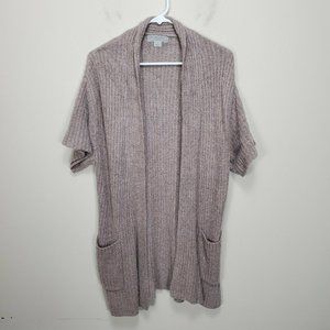 Barefoot Dreams Small Cozychic Light Short Sleeve Open Front Cardigan QVWCL1010